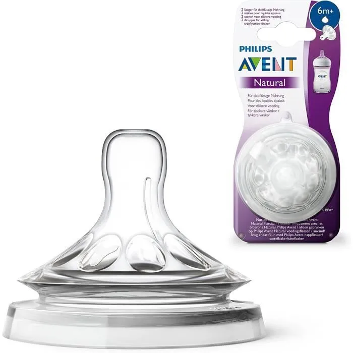 Philips Avent SCF046/27 Lot de 2 tétines Natural liquides épaissis - 6 Mois+-0