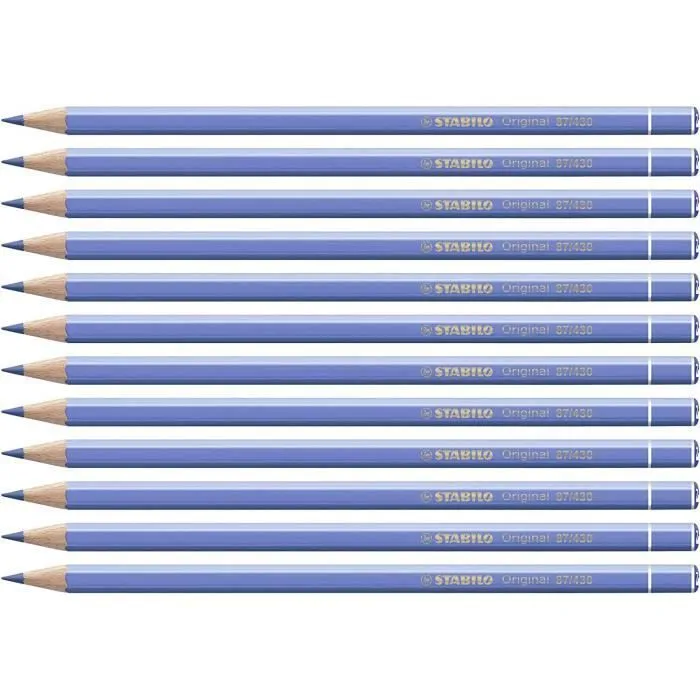 Crayons de couleur - STABILO - Original - Lot de 12 - Bleu Outremer moyen - Pointe 2,5 mm-0