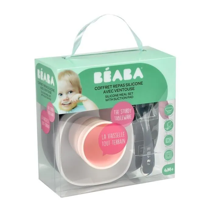 Coffret Repas Silicone - BEABA - Night Blue - Assiette, Bol, Verre, Cuillère - Bébé 4 mois-2