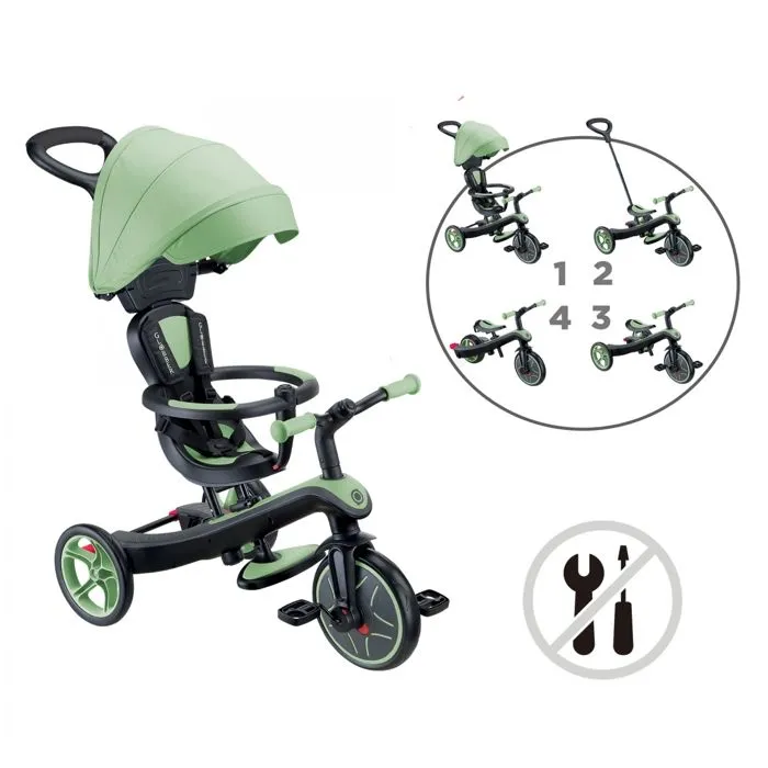 Globber - Tricycle évolutif pour bébé EXPLORER 4 en 1 - Vert Sauge-5
