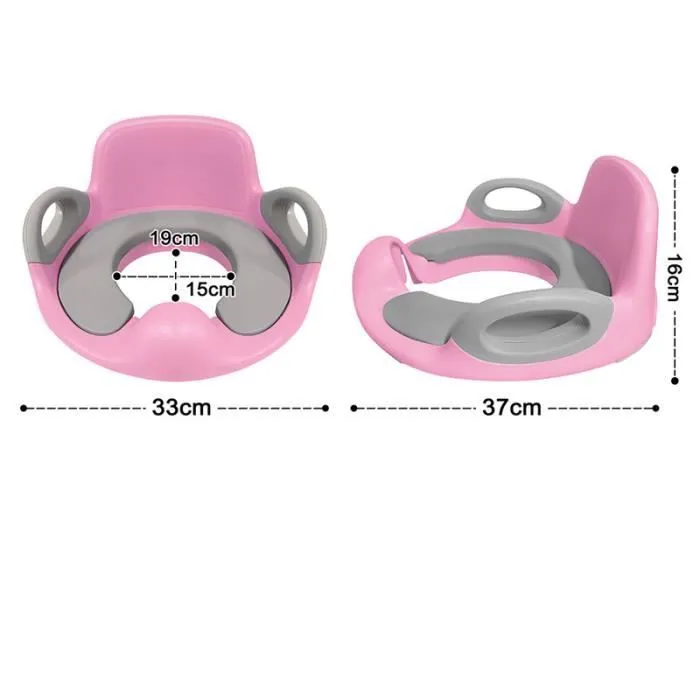 LILIIN Siège WC Enfant Pliable Rose-Gris, Réglable en Hauteur, Antidérapant et Pratique-1