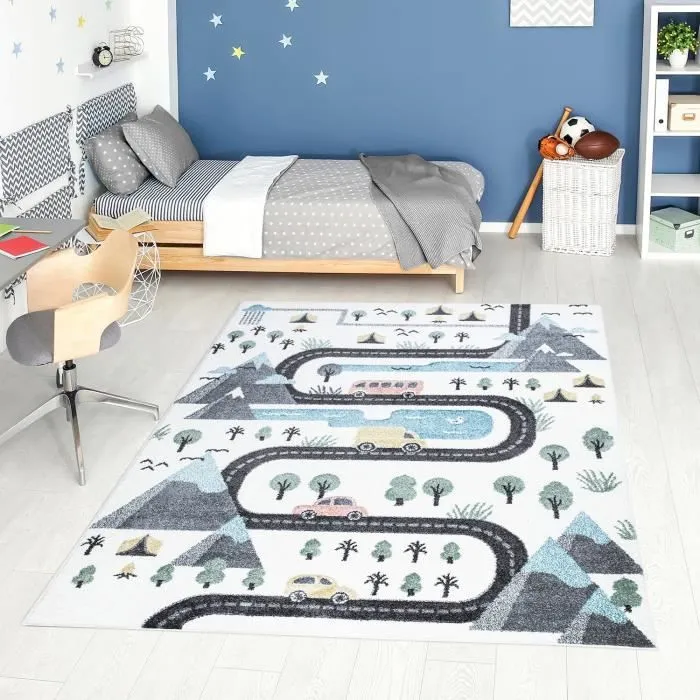 Tapis de jeu pour chambre d'enfant Routes de Montagne 140x200cm-1