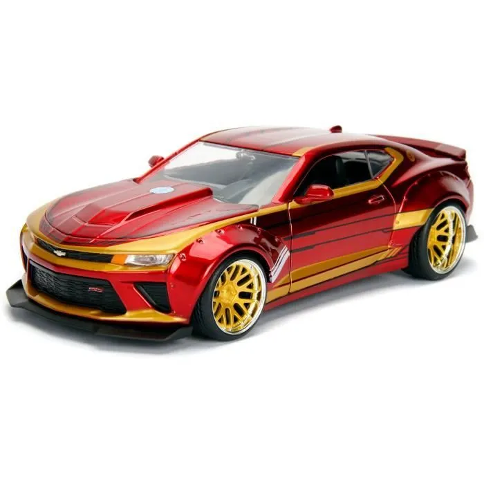 Miniature die-cast - JADA - Chevy Camaro SS 2016 - Rouge - Figurine Iron Man - 1:24-0