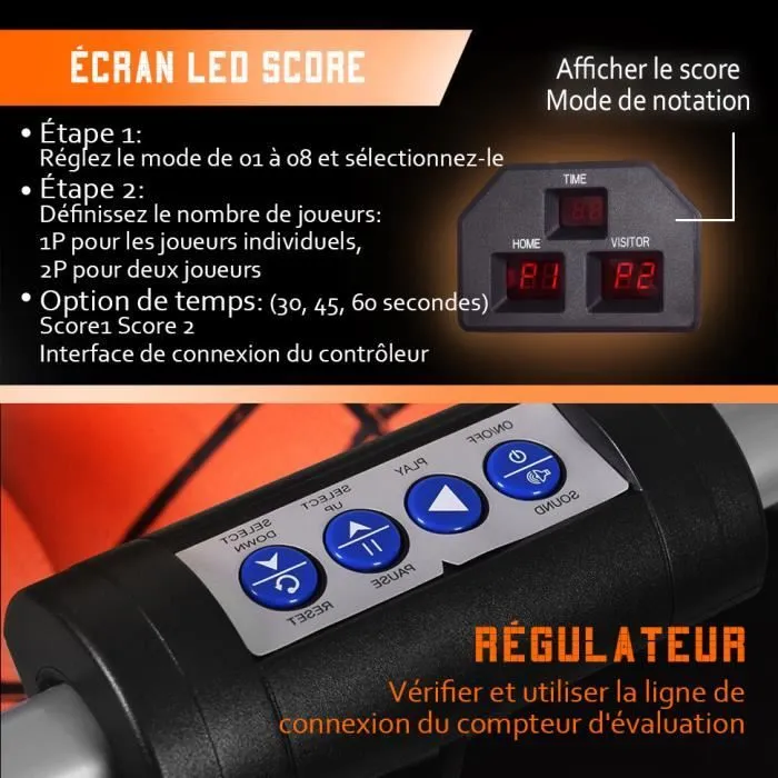COSTWAY Jeu de Basketball Arcade Double Shootout Double Panier Compteur Electronique avec 4 Ballons,1 Pompe Panier de Basket Pliable-1
