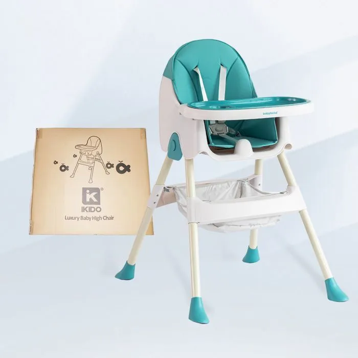 K IKIDO chaise haute évolutive pliable et ajustable avec table à manger pour enfants - charge 15KG  - Vert-1