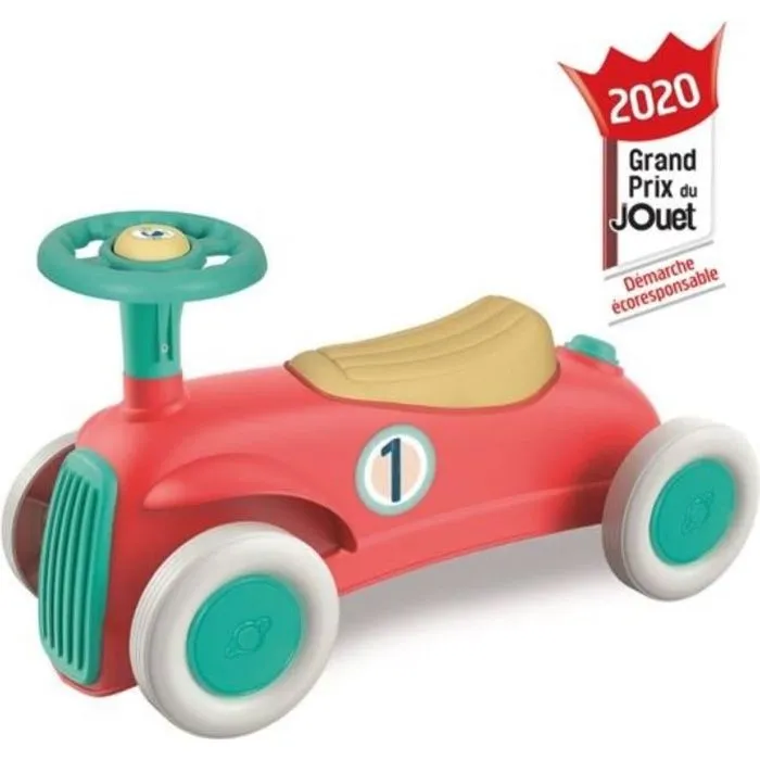 Porteur Baby Clementoni - Ma première voiture - 100% recyclé - Roues directrices et klaxon-0