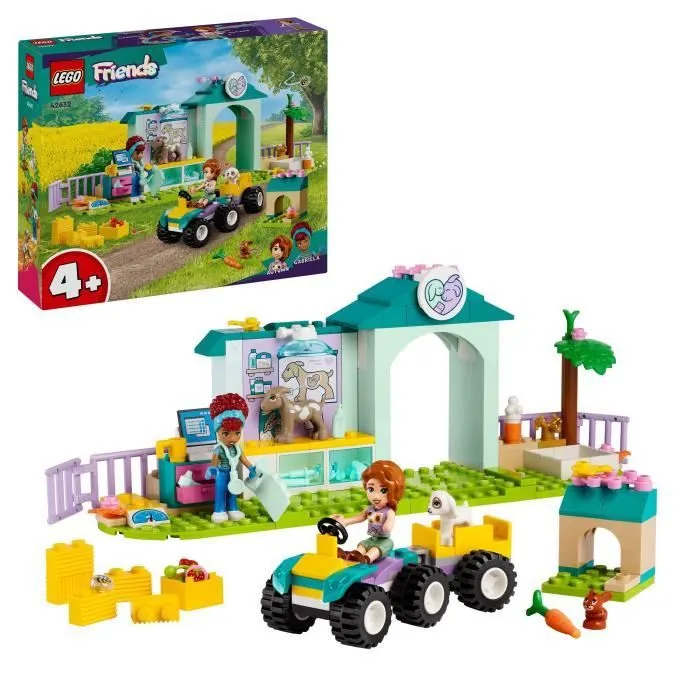 LEGO® 42632 Friends La Clinique Vétérinaire des Animaux de la Ferme, Jouet avec 2 Figurines et 3 Animaux, Cadeau Enfants-0