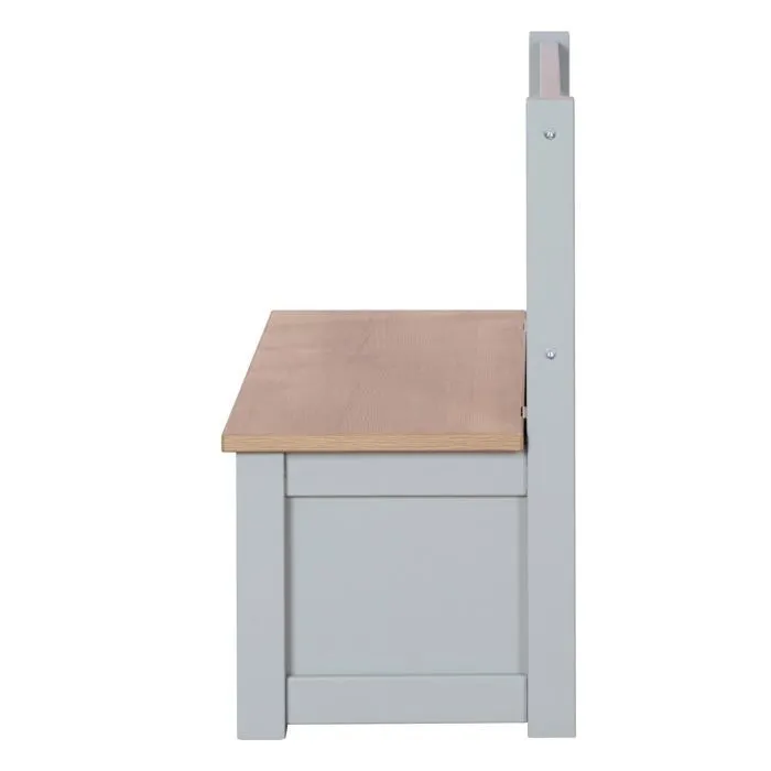 ROBA Banc Coffre à Jouets Woody pour Enfant - Meuble de Rangement en Bois 2 en 1 - Fermeture Douce - Taupe / Aspect Bois-5