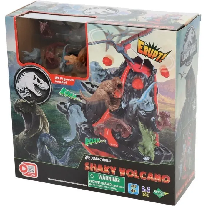 Jeu de Société - EPOCH GAMES - Jurassic World Shaky Volcano - Volcan en Éruption, Dinosaures à Sauver !-0