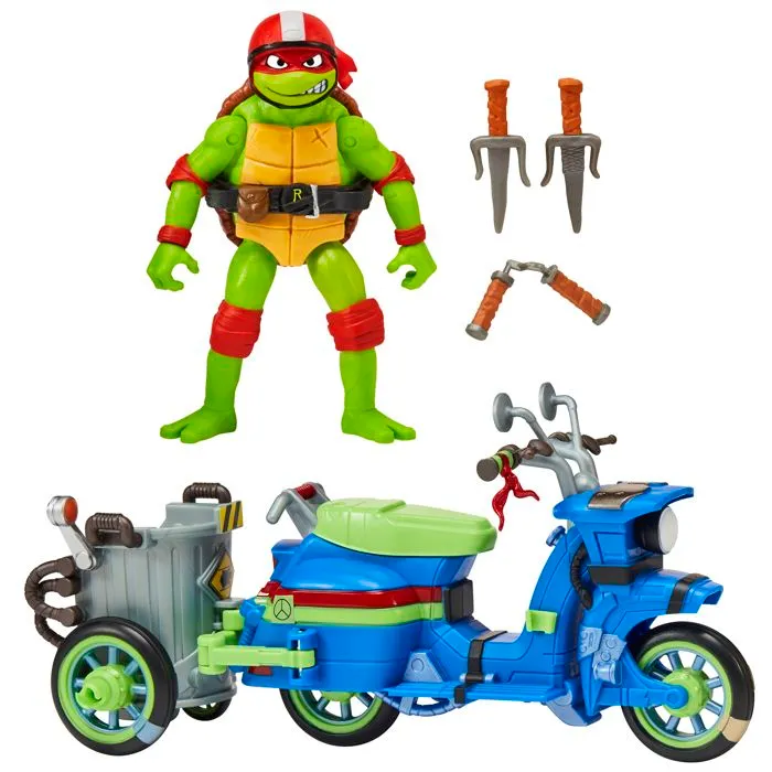 Les Tortues Ninja, Véhicule avec Figurine exclusive, 12 cm, Fonction combat, Leonardo, Pour les enfants dès 4 ans, TU8031-1