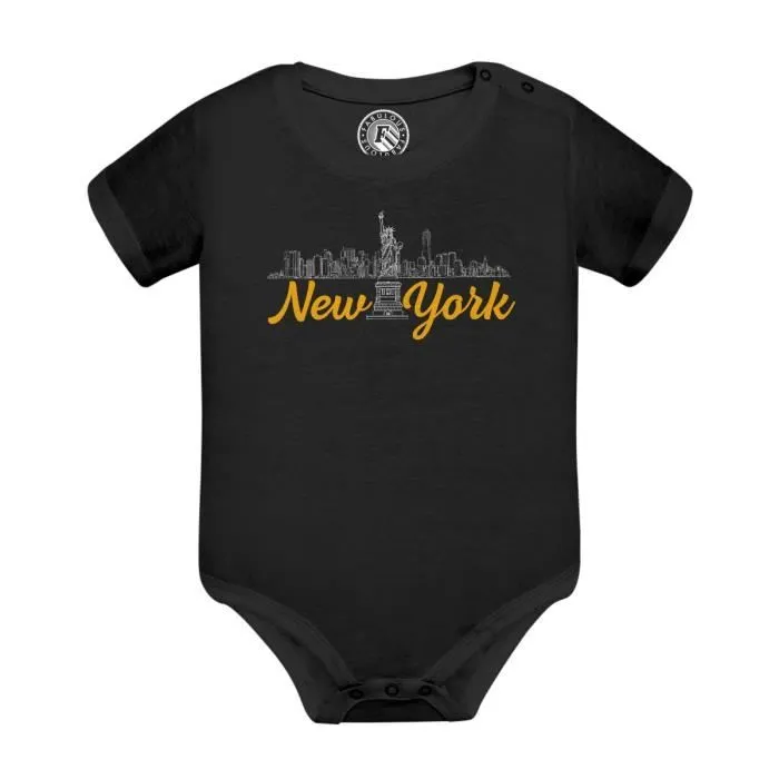 Body Bébé Manche Courte Noir New York Minimalist Amérique Voyage Etats Unis-0