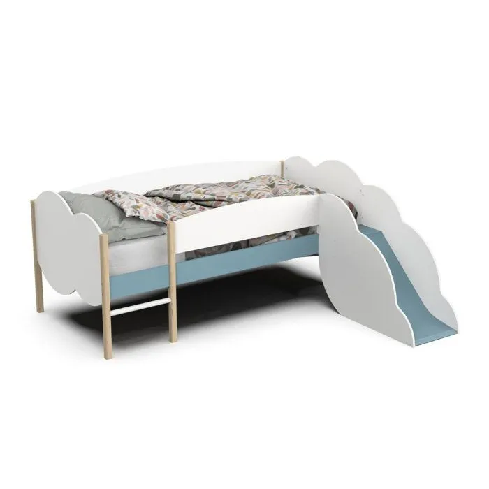 CALICOSY - Lot lit toboggan nuage et 2 tiroirs - LONGANE - Blanc-3