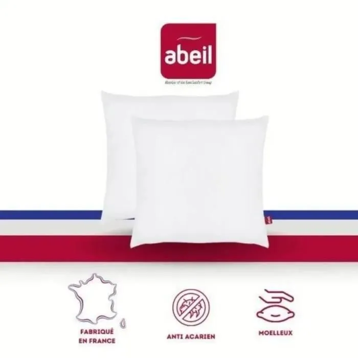 Lot de 2 oreillers anti-acariens - 60 x 60 cm - 100% coton traité Biome® - ABEIL-0