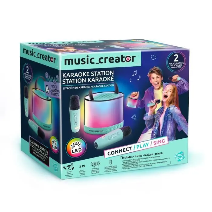 Canal Toys - Music Creator - Mini Station Karaoké - Enceinte lumineuse avec 2 microphones sans fil - INF 044-4