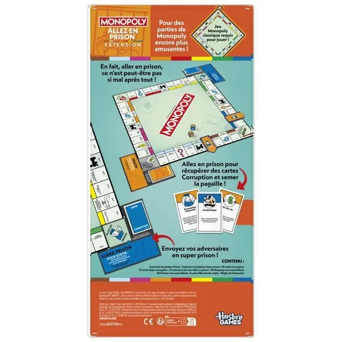 Monopoly Extension Allez en prison, rend le jeu Monopoly classique plus amusant et plus rapide, jeux de plateau, 2 à 6 joueurs, 40 m-6