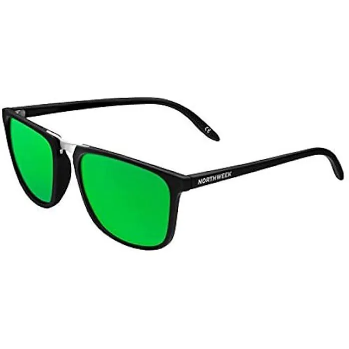 Lunettes de Soleil - NORTHWEEK - Shelter - Noir Mat - Polarisées Vertes - Mixte-0