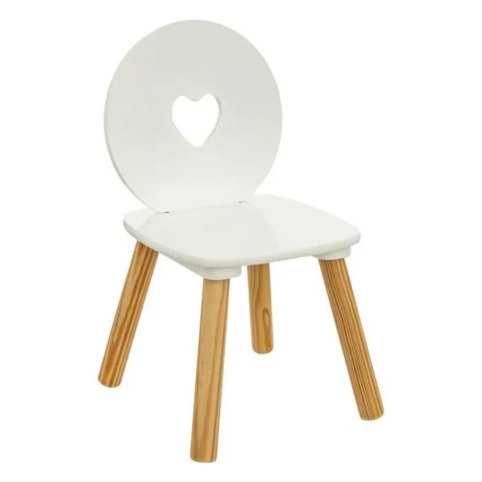 Chaise enfant cœur Maela bois blanc - Atmosphera createur d'interieur-0