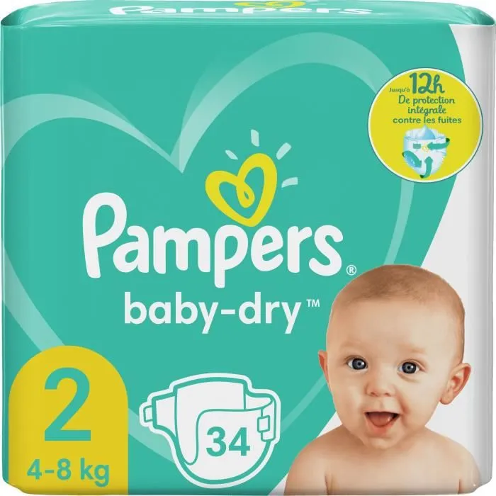 Pampers Baby-Dry Taille 2, 34 Couches-0