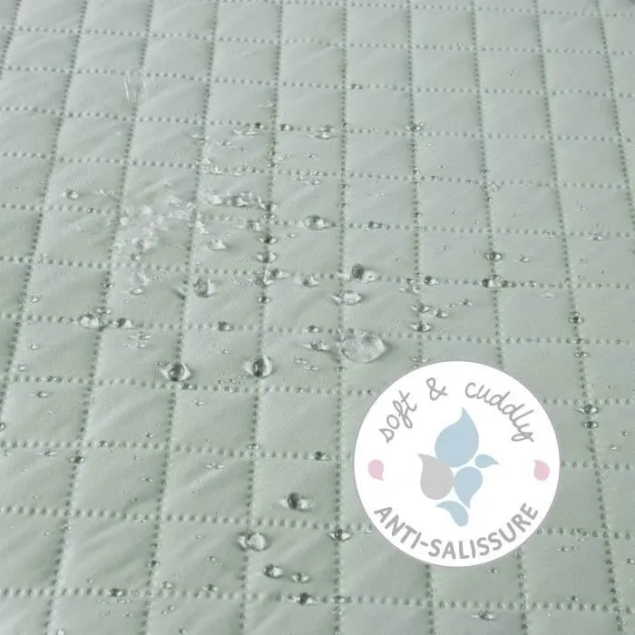 ROBA Parc Bébé "roba Style" Hexagonal + Insert de Protection Vert et Roulettes - Bois Laqué Blanc-3