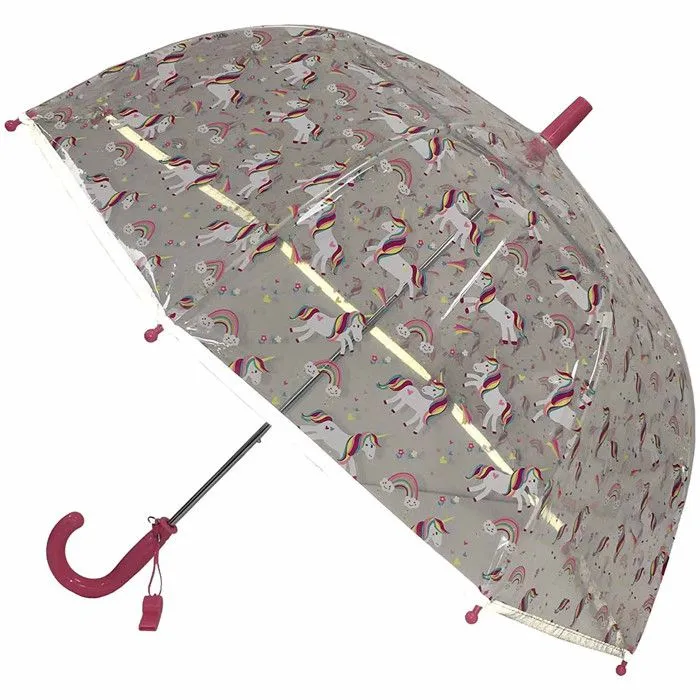 Parapluie cloche enfant transparent Licorne-3