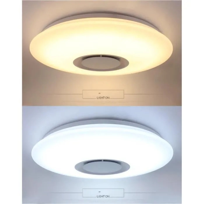 Plafonnier LED - Non spécifié - Modèle avec Haut-parleur Bluetooth - 36W - Télécommande - Blanc-1