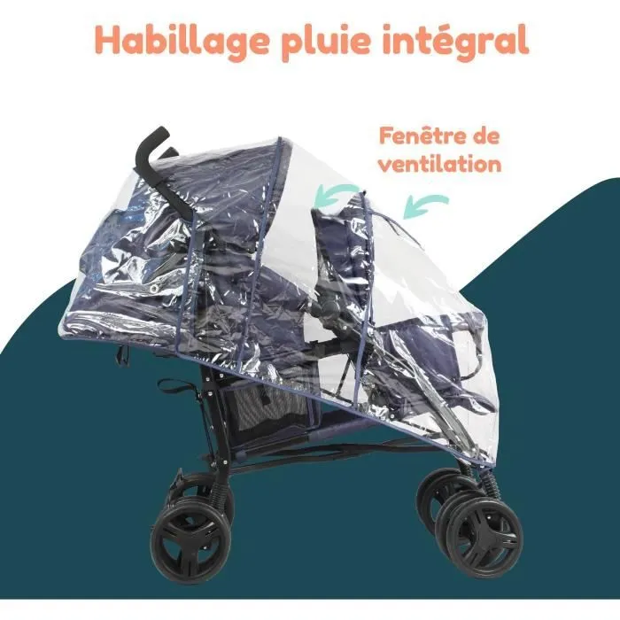 Bebeboutik Poussette canne double BAMBISOL 6 36 mois pour le siege avant max 15 kg et de 0 36 mois max 15 kg pour le siege arriere