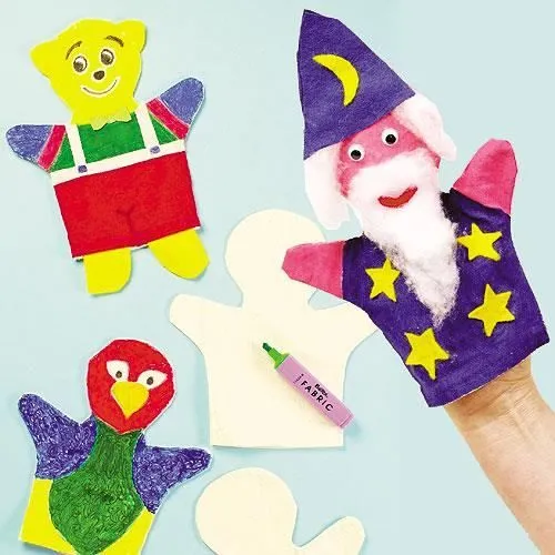 Lot de 6 Marionnettes en Tissu à colorier - Idéal pour la création de spectacle. Loisirs créatifs pour les enfants-2