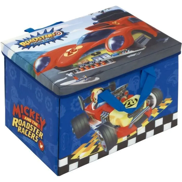 Boite de Rangement et Tapis de Jeu 2 en 1 - DISNEY - Mickey Mousse - Polyester + Bois - Bleu, vert et gris-0
