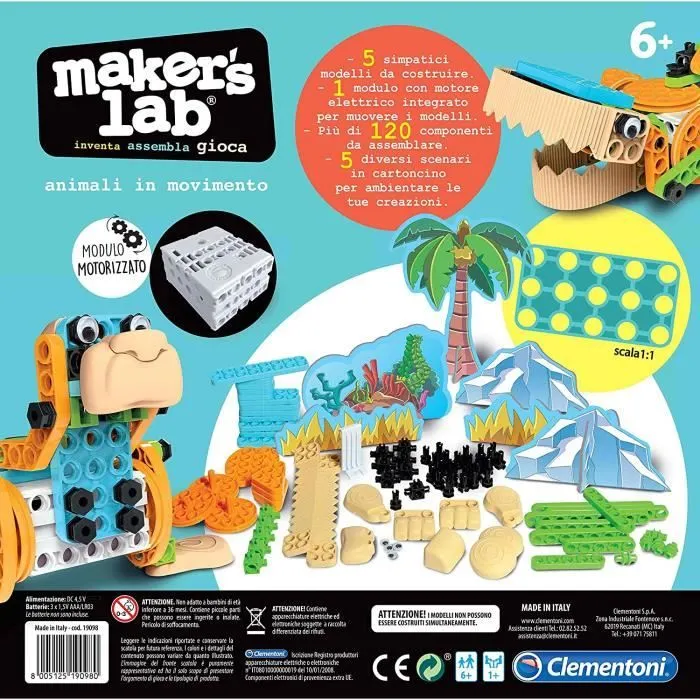 Clementoni - Science et Jeuco-Maker Lab-Animal en Mouvement, Multicolore, - 19098-2