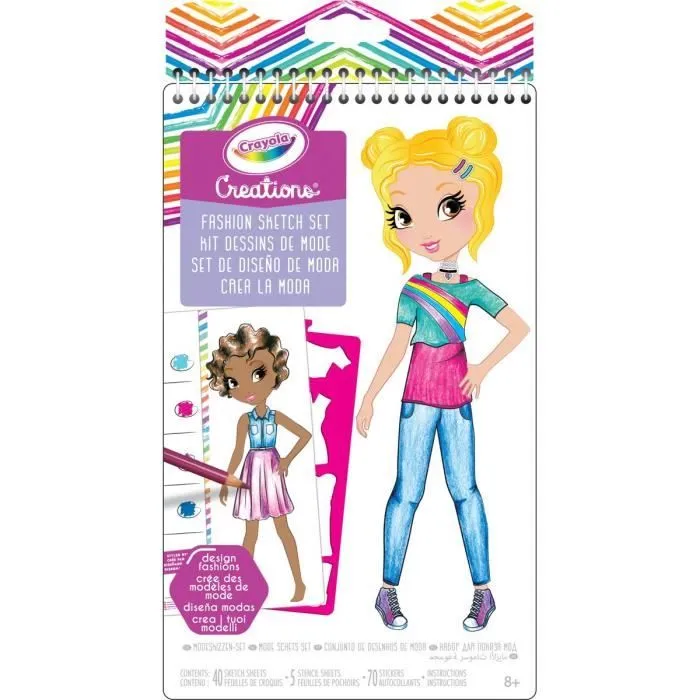 Jeu de croquis de mode - CRAYOLA - Creationsmode - 5 modèles - 40 vêtements - Mixte-0