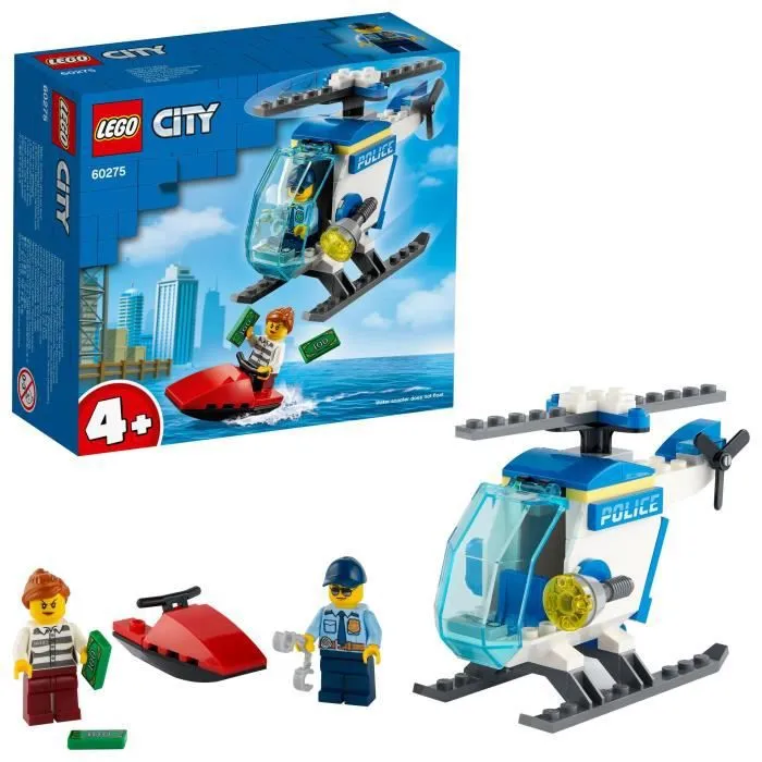 LEGO® City 60275 L'Hélicoptère de la Police, Jouet avec Minifigurines, Policier, Jet-Ski-0