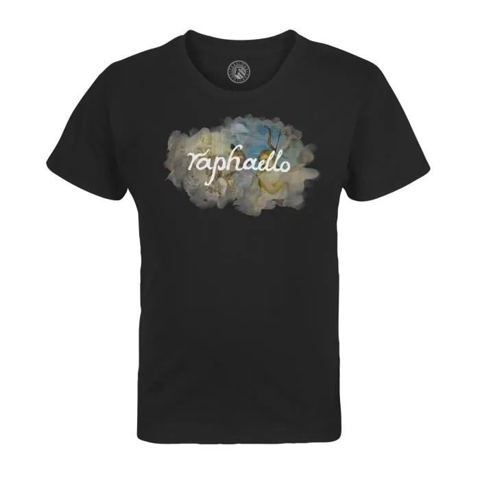 T-shirt Enfant Noir Raphael Signature Peinture Célèbre Artiste Renaissance Architecture Peintre-0