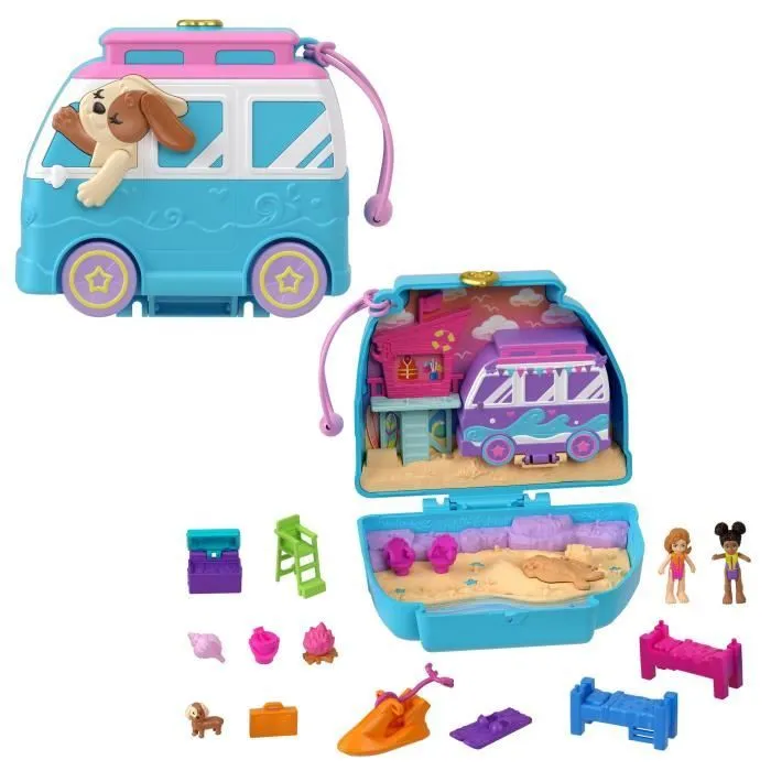 Polly Pocket-Chiot à la Plage-Coffret et figurines, jouet de voyage HRD36-0