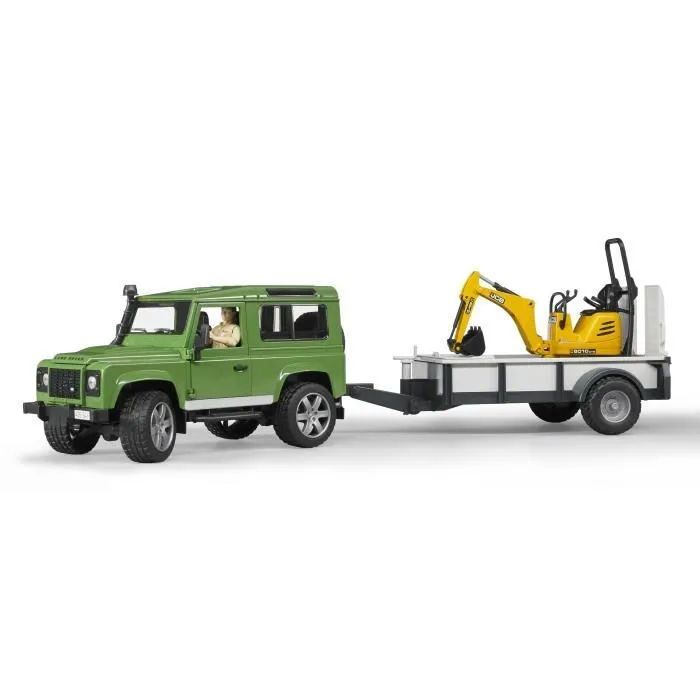 Land Rover Defender avec remorque et mini-pelle JCB - BRUDER-3
