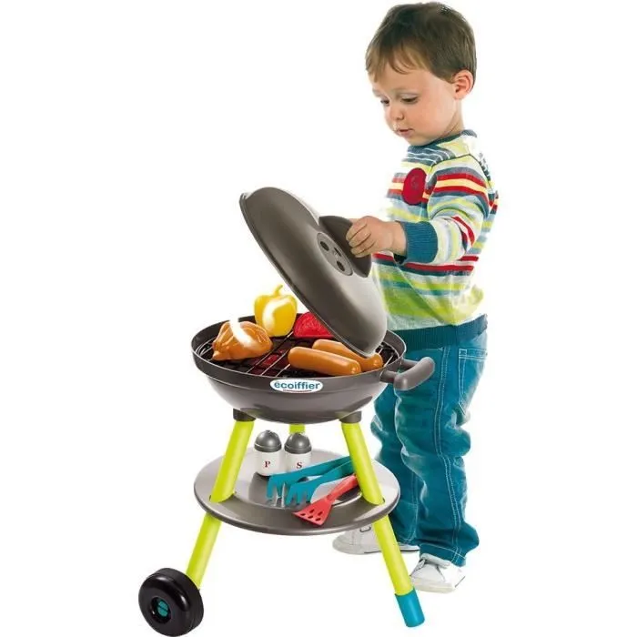 Jouets Ecoiffier - Barbecue Charbon + 16 Accessoires - Outillage de Jardin pour Enfants - Fabriqué en France-1