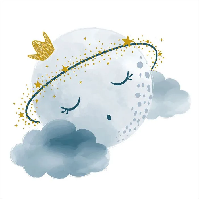 Poster / Affiche carrée Enfants - Lune Nuage Étoiles 3617689593401 - 40x40 cm-1