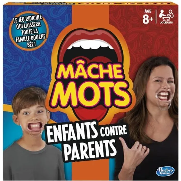 Mache-Mots Enfants contre parents, Jeu de societe ambiance pour la famille, Version francaise, Hasbro Gaming-0