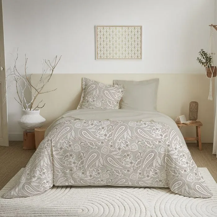 Parure de draps 4 pièces pour lit 140 x 190 cm Cachemire naturel-1