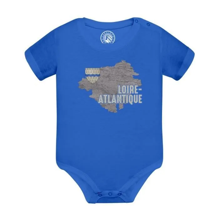 Body Bébé Manche Courte Bleu Loire Atlantique 44 Département Nantes Carte Ancienne Rare-0