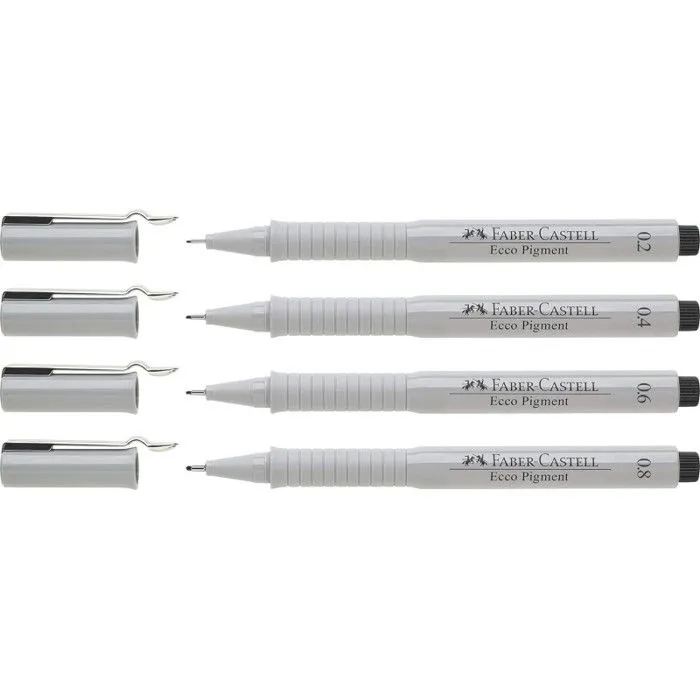 Feutre fin - Faber-Castell - ECCO PIGMENT - Noir - Pack de 4 - Pointe fine-4