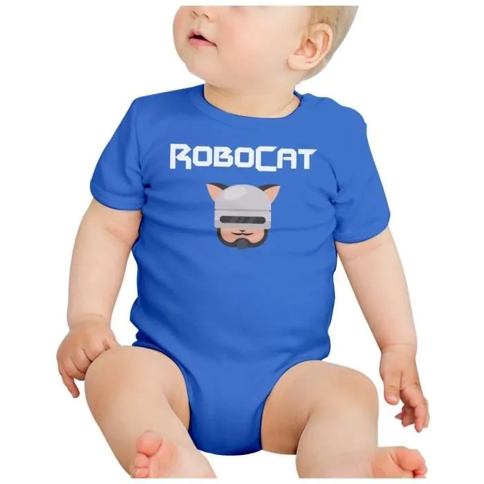 Body Bébé Manche Courte Bleu Robocat Anime Parodie Film Series-1