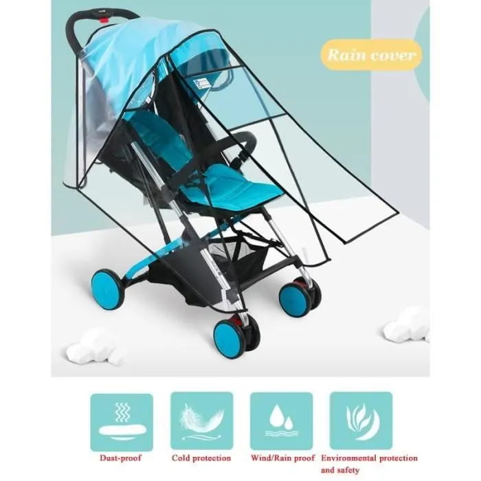 Habillage Pluie Universel Pour Poussette Housse Protection Transparent pour Tout Type de Poussettes - Large Size-2-1