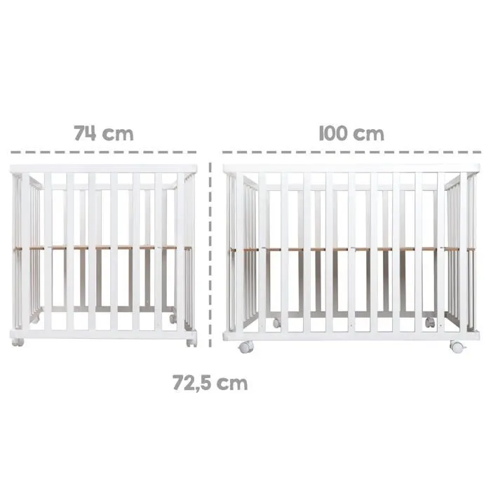 Parc Bébé Pliant en Bois ROBA - 74x100 cm - Réglable en Hauteur - Bicolore-4