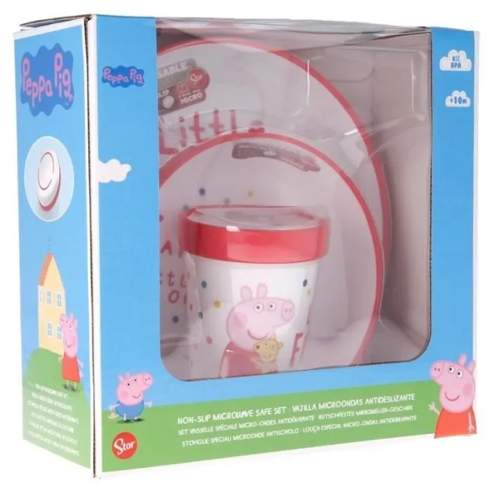 Peppa Pig - Un set de vaisselle antidérapant (assiette + bol + mug) - 8412497134953-0