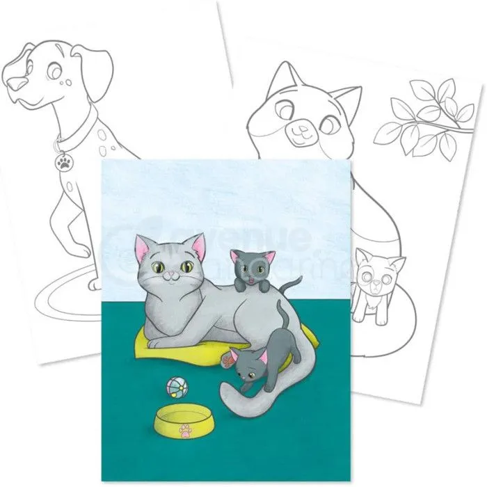 Carnet de coloriage - Graffy Color - Animaux de compagnie - 24 feuilles - A4 - Mixte-2