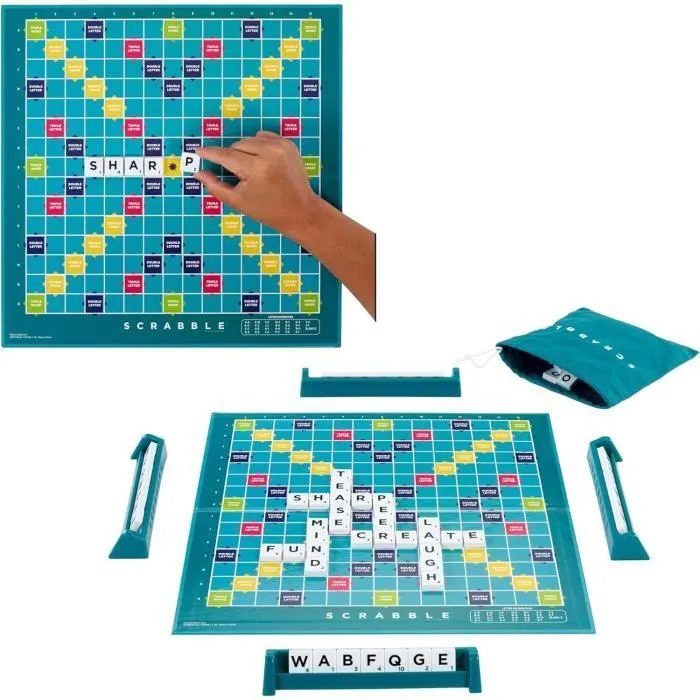 Mattel Games - Scrabble®-Jeu de société familial classique avec 2 modes de jeu HWD44-2