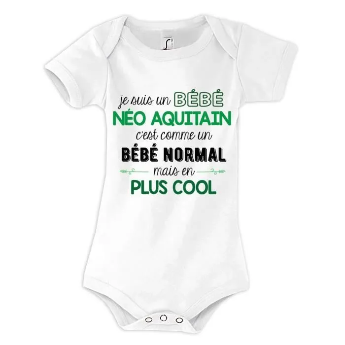Body bébé fier d'être Néo Aquitain - Marque française - 100% coton - Qualité premium-0