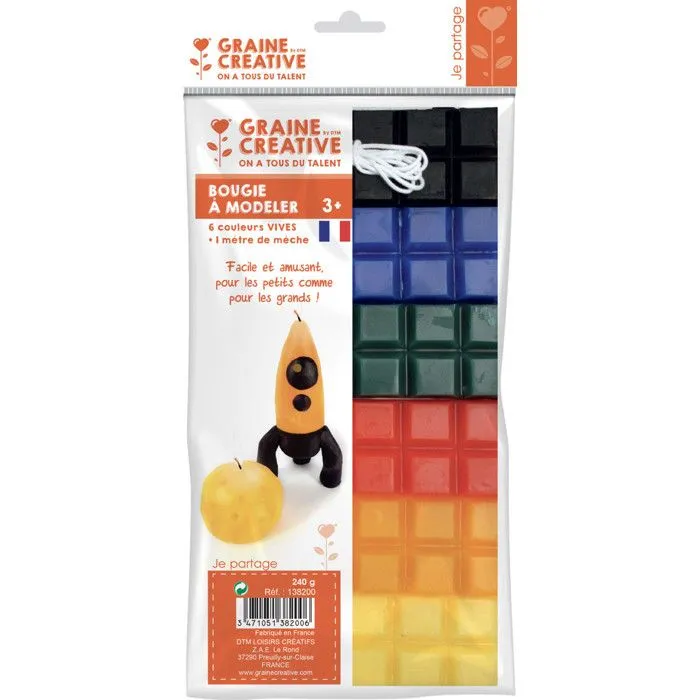 Bougie à modeler 6 barres Couleurs primaires 240 g-0