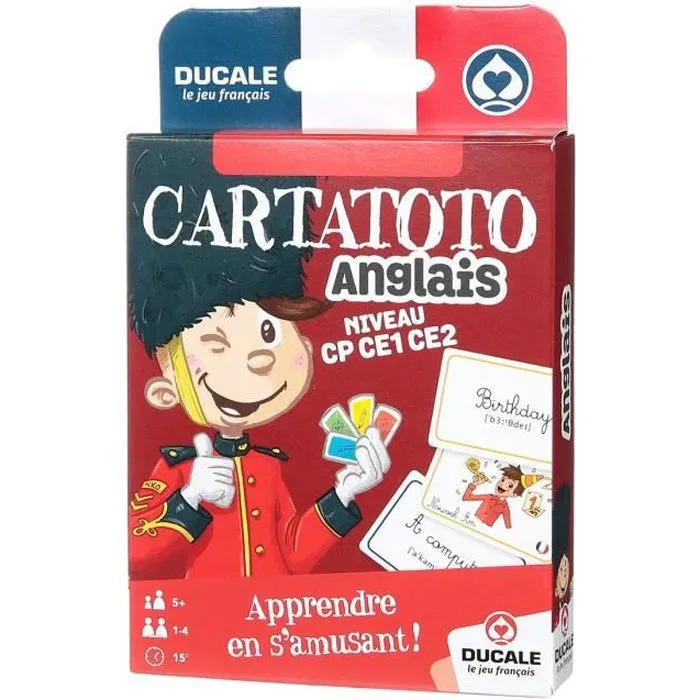 Jeu de cartes éducatif pour enfants - Ducale - Cartatoto Anglais - Rouge - 10006521 - 5 ans et plus-0