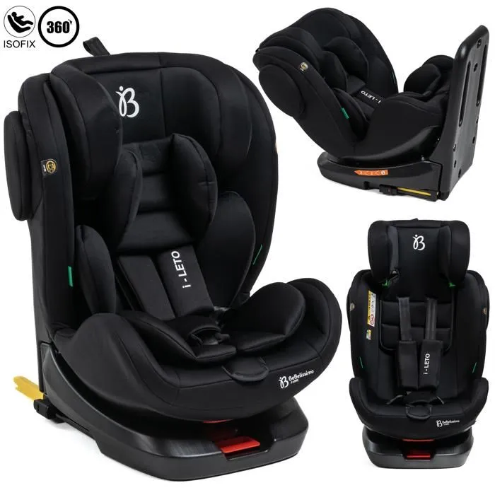 BEBELISSIMO - Siège auto Isofix - pivotant 360 ° - 40-150cm - 0-36kg - i-size - Leto - noir - protections latérales-0